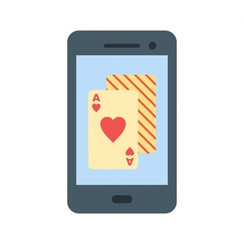 Puhelin ja pelikortit